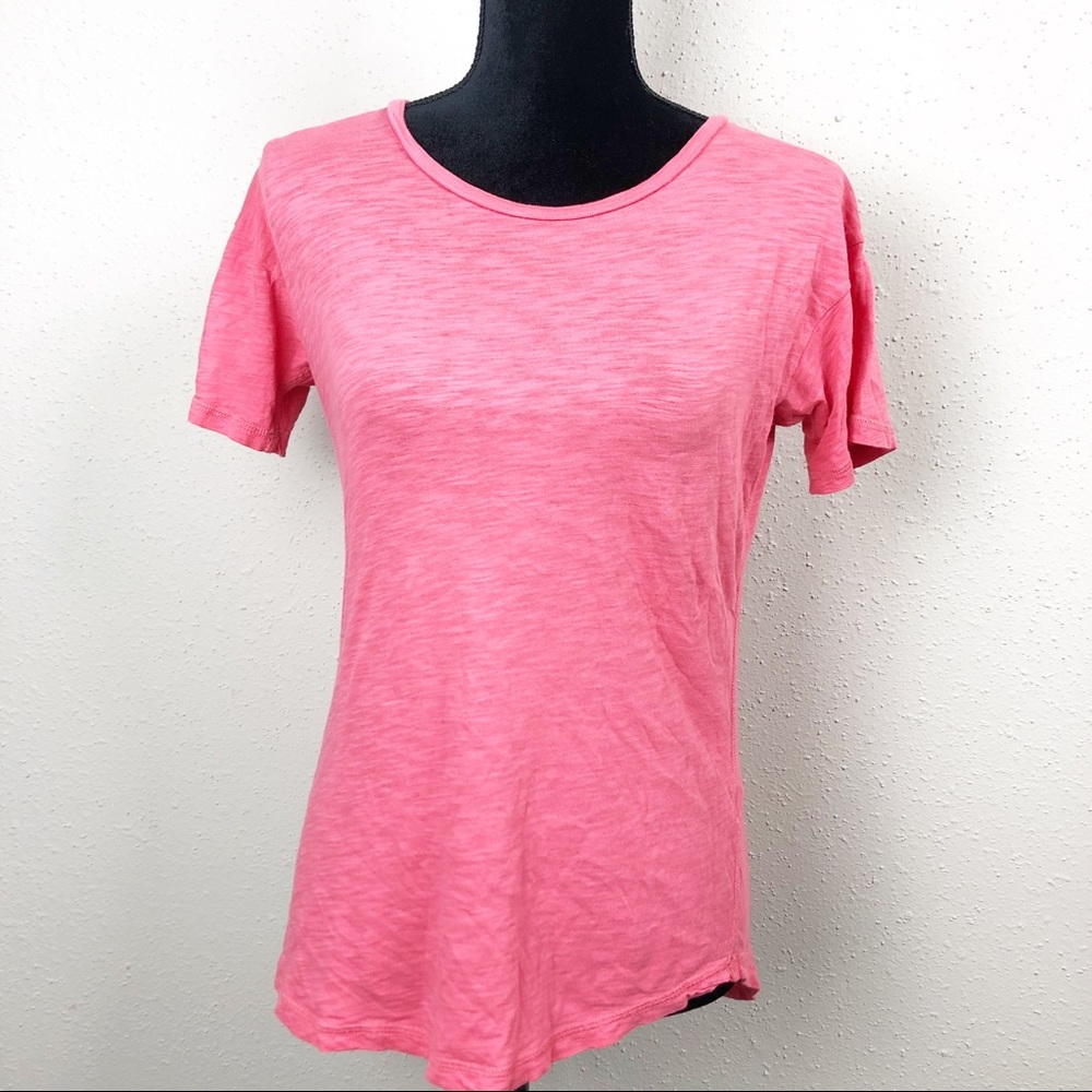 MADEWELL CORAL PINK FEATHERED SHORT SLEEVE TEE XXS